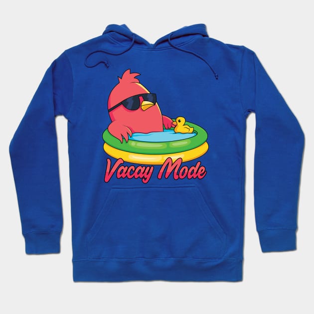 Vacay Mode Funny Bird Cartoon Hoodie by Mandra